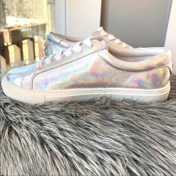 J Slides metallic leather sneakers display pair - Picture 4 of 7